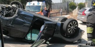 Spettacolare incidente sulla S.P. Trani – Corato fra tre auto, nessun ferito grave